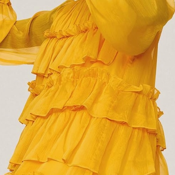 Chic Yellow Ruffled Dress - Picture 2 of 7